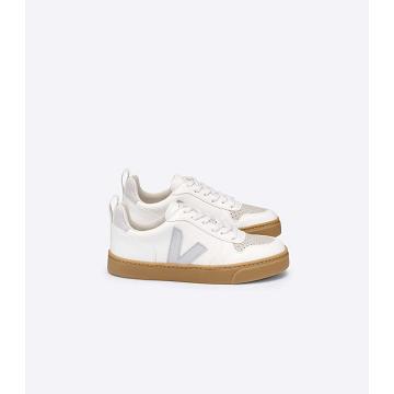 Obuwie Veja V-10 LACE CWL Dziecięce White/Beige | VEJA716-PL