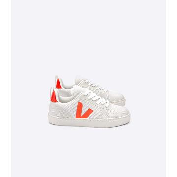 Obuwie Veja V-10 MALHA BRANCO ALUMINIO Dziecięce White/Orange | VEJA722-PL