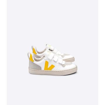 Obuwie Veja V-10 STRAPS CWL Dziecięce White/Orange | VEJA729-PL