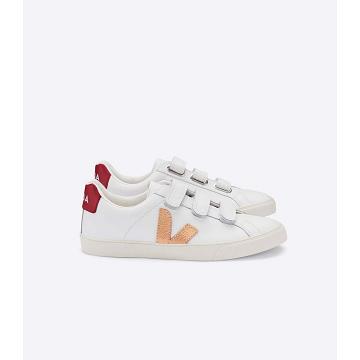 Sneakersy Veja 3-LOCK LEATHER Damskie White/Red | VEJA534-PL