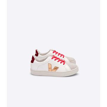 Sneakersy Veja ESPLAR LEATHER Dziecięce Gold/Red/White | VEJA737-PL