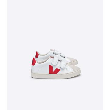 Sneakersy Veja ESPLAR LEATHER Dziecięce White/Red | VEJA738-PL