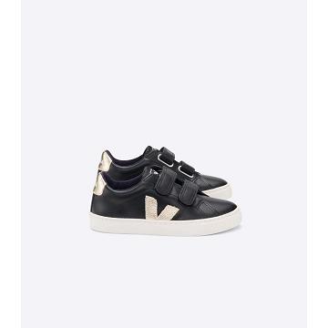 Sneakersy Veja ESPLAR LEATHER Dziecięce Black/Gold | VEJA739-PL