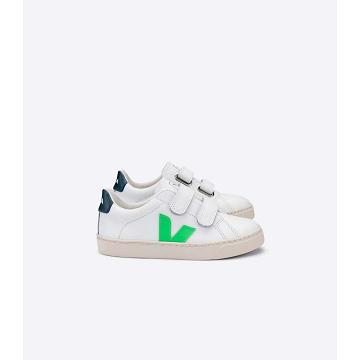 Sneakersy Veja ESPLAR LEATHER Dziecięce White/Green | VEJA743-PL