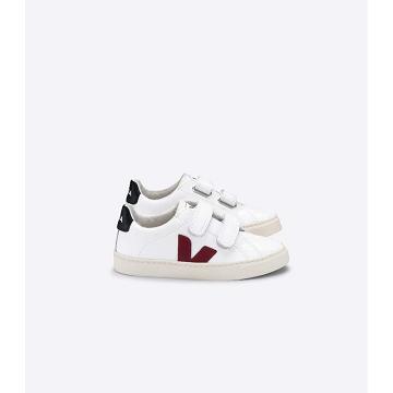 Sneakersy Veja ESPLAR LEATHER Dziecięce White/Black/Red | VEJA746-PL