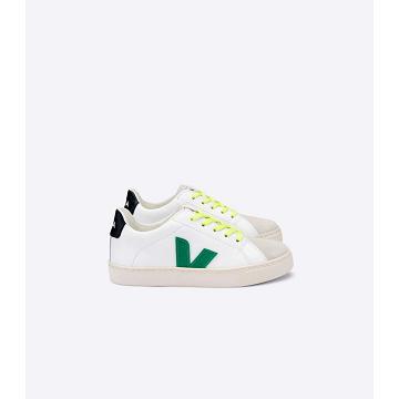 Sneakersy Veja ESPLAR LEATHER Dziecięce White/Green/Black | VEJA747-PL