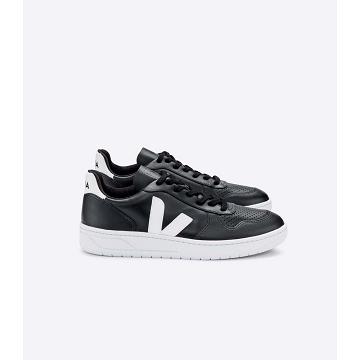 Sneakersy Veja V-10 LEATHER Damskie Black/White | VEJA572-PL