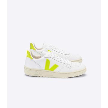 Sneakersy Veja V-10 LEATHER Damskie White/Mint | VEJA574-PL