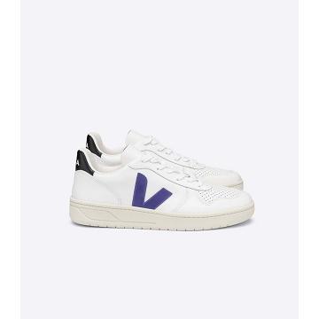 Sneakersy Veja V-10 LEATHER Damskie White/Purple/Black | VEJA576-PL