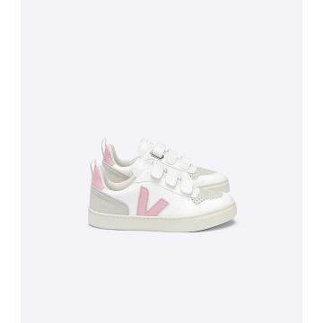 Sneakersy Veja V-10 STRAPS CWL Dziecięce White/Pink | VEJA786-PL