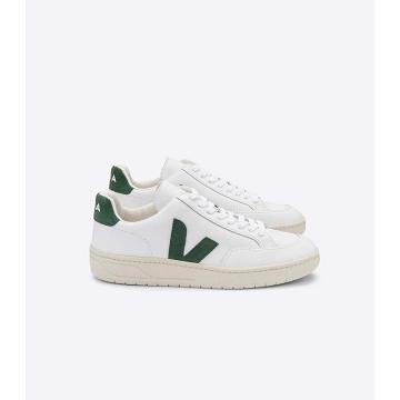 Sneakersy Veja V-12 LEATHER Damskie White/Green | VEJA598-PL