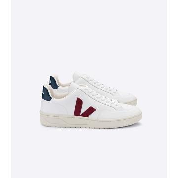 Sneakersy Veja V-12 LEATHER Damskie White/Red | VEJA602-PL