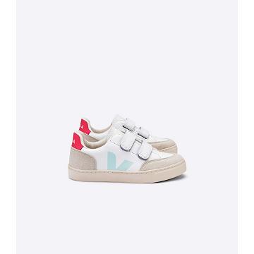 Sneakersy Veja V-12 LEATHER Dziecięce White/Beige | VEJA805-PL