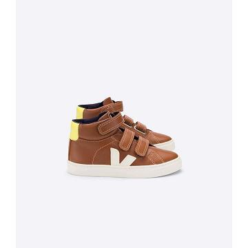 Wysokie Veja ESPLAR MID LEATHER Dziecięce Kawa | VEJA605-PL