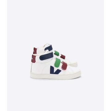 Wysokie Veja ESPLAR MID LEATHER Dziecięce White/Red | VEJA611-PL