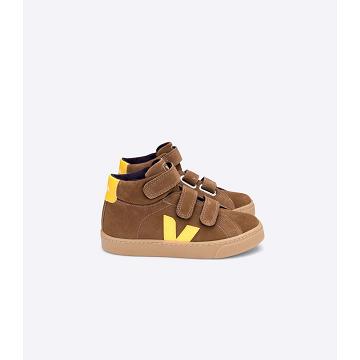 Wysokie Veja ESPLAR MID SUEDE Dziecięce Kawa | VEJA623-PL