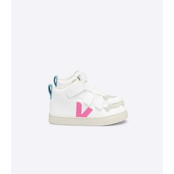 Wysokie Veja V-10 MID CWL Dziecięce White/Blue/Pink | VEJA633-PL