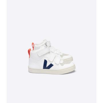 Wysokie Veja V-10 MID CWL Dziecięce White/Blue/Orange | VEJA634-PL